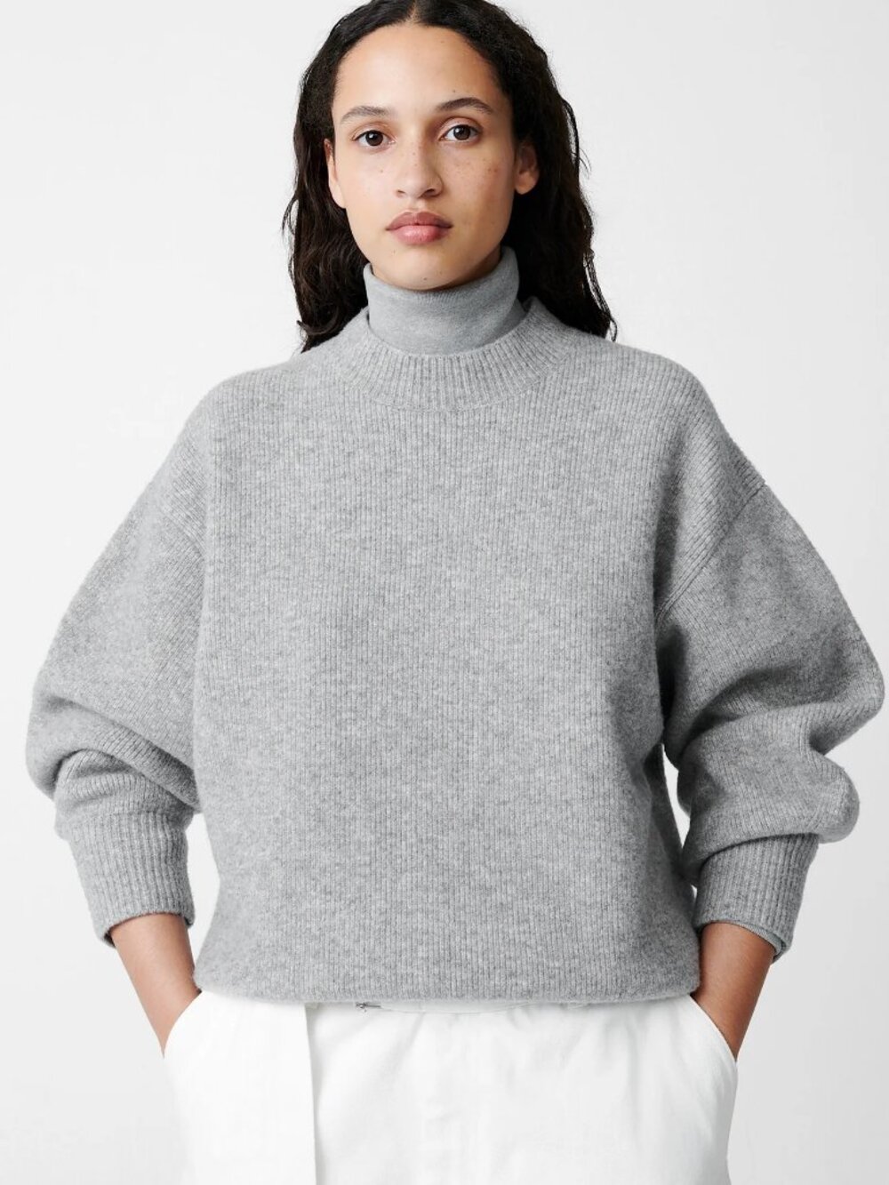 Studio Nicholson Sirio Knit High Loft wool sweater in Grey Melange